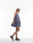 Topshop tiered mini textured dress in blue M - фото #8