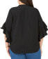 Фото #2 товара Plus Size Pintuck Flutter 3/4-Sleeve Henley Blouse