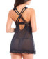 Фото #2 товара Animal Mesh & Floral Lace Babydoll 2pc Lingerie Set, Online Only