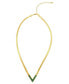 14K Gold-Tone Plated Herringbone Chain with Green Stone Necklace