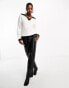 In The Style exclusive knitted contrast collar detail jumper in cream