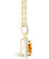 Фото #3 товара Macy's citrine (7/8 ct. t.w.) and Created Sapphire (1/6 ct. t.w.) Halo Pendant Necklace in 10K Yellow Gold