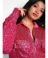 ფოტო #2 პროდუქტის Women's Plus Size Sapphire Sequin Oversized Shirt Dress