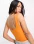 ASOS DESIGN scoop neck ribbed bodysuit in bright orange