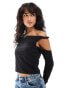 Фото #1 товара ASOS DESIGN twist strap cold shoulder long sleeve top in black