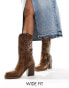 Фото #2 товара Public Desire Wide Fit Texas western mid ankle boot with snake print in vintage brown