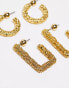 Фото #3 товара Topshop Esme pack of 2 textured earrings in 14k gold plated