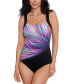 Swim Solutions 299248 Women Flow Illusion One-Piece Swimsuit Size 14