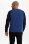 Erkek Mavi Jakarlı Sweatshirt M5439AZ.19AU.BE46