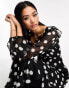 New Look puff sleeve ruffle midi dress in polka dot