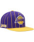 Фото #1 товара Men's Purple, Gold Los Angeles Lakers Hardwood Classics Pinstripe Snapback Hat