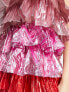 Фото #5 товара Collective The Label – Exklusives, gestuftes Minikleid in Rosa- und Rot-Metallic