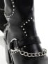 Public Desire Wide Fit Nashville knee boot with hardware in black
