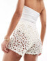 & Other Stories crochet knit shorts with drawstring waist in off white