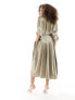 & Other Stories kaftan sleeve belted midi dress with front split in light golden brown