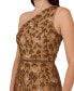 ფოტო #3 პროდუქტის Women's Beaded Asymmetric-Neck Midi Dress