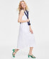 Фото #2 товара Round-Neck Ribbed-Bodice Midi Dress, Created for Macy's