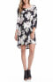 Фото #3 товара Karen Kane Women's Floral Ballet Neck Swing Dress Black White XS