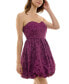 ფოტო #3 პროდუქტის Juniors' Jacquard Sweetheart Bubble-Hem Mini Dress