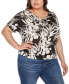 Фото #3 товара Plus Size Floral Print Lace-Up Top