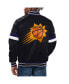 ფოტო #2 პროდუქტის Men's Black Phoenix Suns Home Game Satin Full-Snap Varsity Jacket