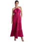 Women's Sleeveless Tiered Pleated Halter-Neck Dress