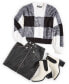 Women's Box Plaid Long-Sleeve Pullover Sweater