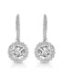 ფოტო #1 პროდუქტის Sterling Silver with White Gold Plated Clear Round Cubic Zirconia Haloed Solitaire Drop Earrings