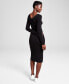 Фото #2 товара Women's V-Neck Midi Sweater Dress, Created for Macy's