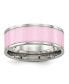 Фото #1 товара Stainless Steel Polished Pink Ceramic 7.5mm Band Ring