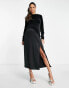 Фото #8 товара River Island Maternity velvet satin fit and flare dress in black