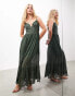 ASOS EDITION embroidered cami maxi dress with cutwork detail in khaki Зеленый, 36 - фото #1