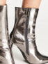 Glamorous heeled ankle boots in pewter