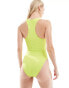 ASOS DESIGN Tall zip front swimsuit in bright yellow