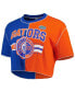 ფოტო #2 პროდუქტის Women's Royal, Orange Florida Gators Colorblock Cropped T-shirt