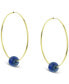 ფოტო #1 პროდუქტის Jade Medium Hoop Earrings in 14k Gold, 1.57" (Also in Onyx, Turquoise, Lapis, & Freshwater Pearl)