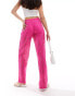 JDY wide leg cut lace trousers in pink Розовый, L - EU 40 - фото #5