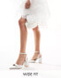 Be Mine Wide Fit Bridal Geneva bow block heeled shoes in ivory