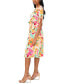 Petite Floral Print Tie-Sleeve Midi Dress Ivory/mult, P/L - фото #3