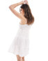 Wednesday's Girl textured shirred mini smock dress in white