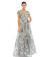 ფოტო #2 პროდუქტის Women's Floral Embroidered Short Sleeve Gown