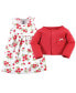 Фото #3 товара Baby Girls Cotton Dress and Cardigan 2pc Set, Strawberries