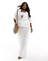 ASOS DESIGN Curve crinkle co-ord wide leg beach trouser in white Белый, 2XL - EU 52-54 - фото #1