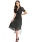 ფოტო #4 პროდუქტის Women's Polka-Dot V-Neck Button-Trim Midi Dress
