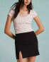 Miss Selfridge bengaline seam detail mini skirt in black