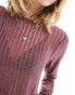 ONLY sheer stripe long sleeve top in dusky pink