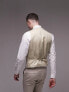 Фото #3 товара Topman super skinny herringbone texture waistcoat in stone