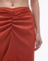 Topshop co-ord centre front ruched maxi skirt in rust