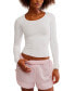 ფოტო #1 პროდუქტის Women's Love Letter Textured Long-Sleeve Top