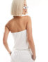 Фото #3 товара Emory Park linen style bandeau top in white co-ord